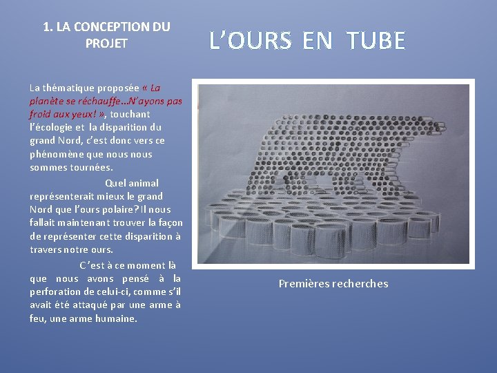 1. LA CONCEPTION DU PROJET La thématique proposée « La planète se réchauffe…N’ayons pas