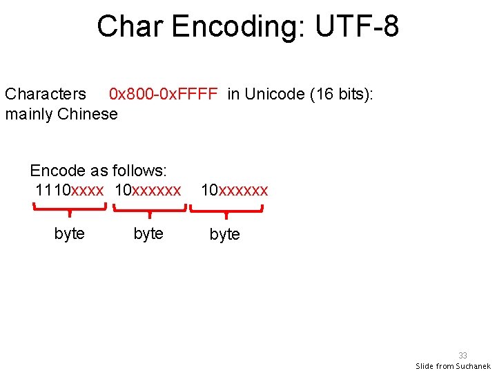 Char Encoding: UTF-8 Characters 0 x 800 -0 x. FFFF in Unicode (16 bits):