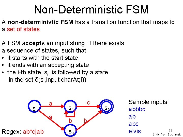 Non-Deterministic FSM A non-deterministic FSM has a transition function that maps to a set