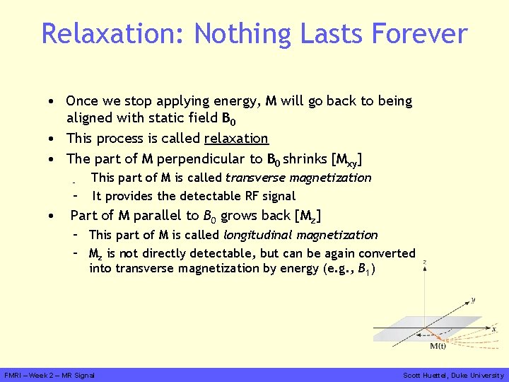 Relaxation: Nothing Lasts Forever • Once we stop applying energy, M will go back