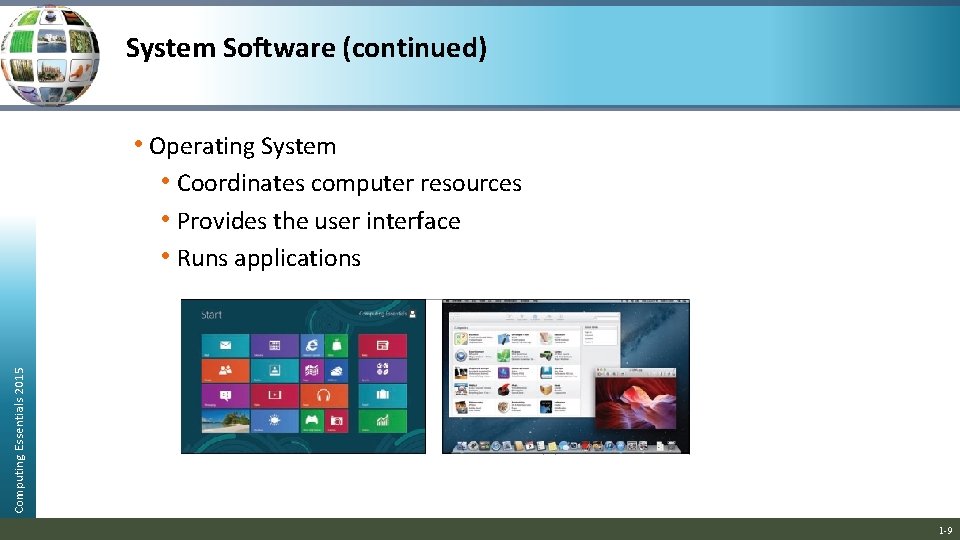 System Software (continued) Computing Essentials 2015 • Operating System • Coordinates computer resources •