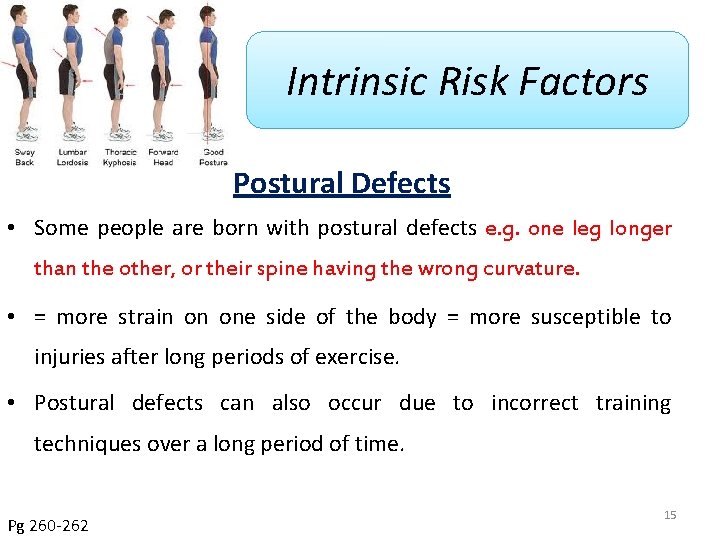 Intrinsic Risk Factors Postural Defects • Some people are born with postural defects e.
