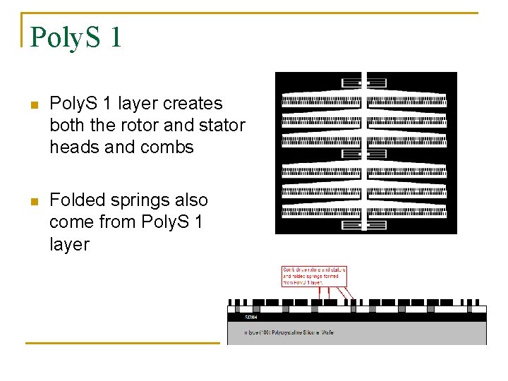 Poly. S 1 n Poly. S 1 layer creates both the rotor and stator Poly. S 1 n Poly. S 1 layer creates both the rotor and stator