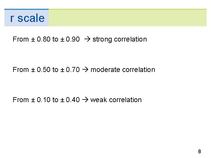 r scale From ± 0. 80 to ± 0. 90 strong correlation From ±