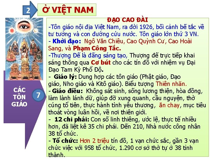 2 CÁC TÔN GIÁO Ở VIỆT NAM 7 ĐẠO CAO ĐÀI -Tôn giáo nội