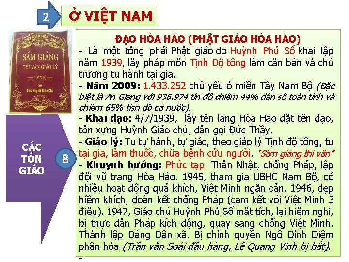 2 CÁC TÔN GIÁO Ở VIỆT NAM 8 ĐẠO HÒA HẢO (PHẬT GIÁO HÒA