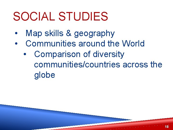 SOCIAL STUDIES • Map skills & geography • Communities around the World • Comparison