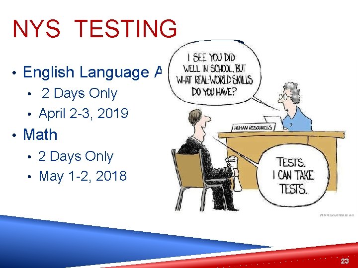 NYS TESTING • English Language Arts • 2 Days Only • April 2 -3,