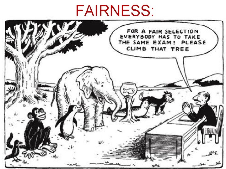 FAIRNESS: “Fairness is not everyone getting the same thing. It is everyone getting what