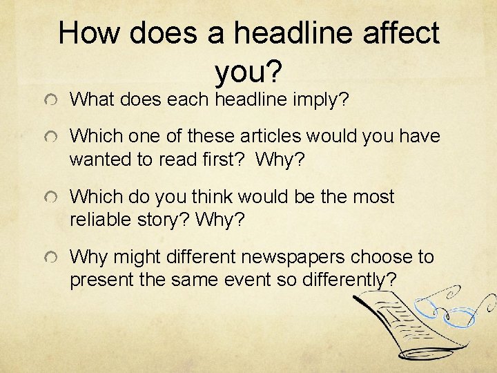 How does a headline affect you? What does each headline imply? Which one of How does a headline affect you? What does each headline imply? Which one of
