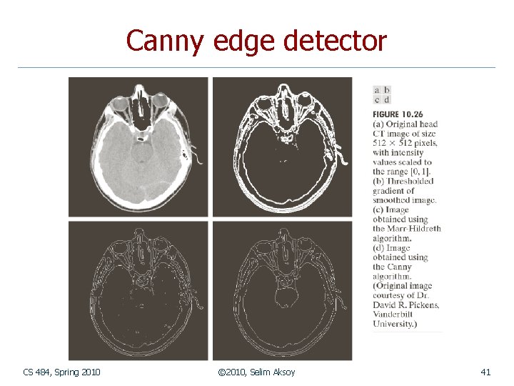 Canny edge detector CS 484, Spring 2010 © 2010, Selim Aksoy 41 