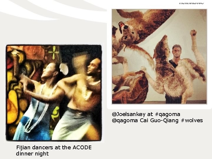 @Joelsankey at #qagoma @qagoma Cai Guo-Qiang #wolves Fijian dancers at the ACODE dinner night