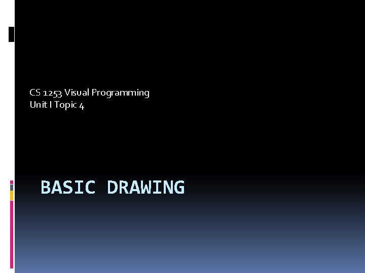 CS 1253 Visual Programming Unit I Topic 4 BASIC DRAWING 