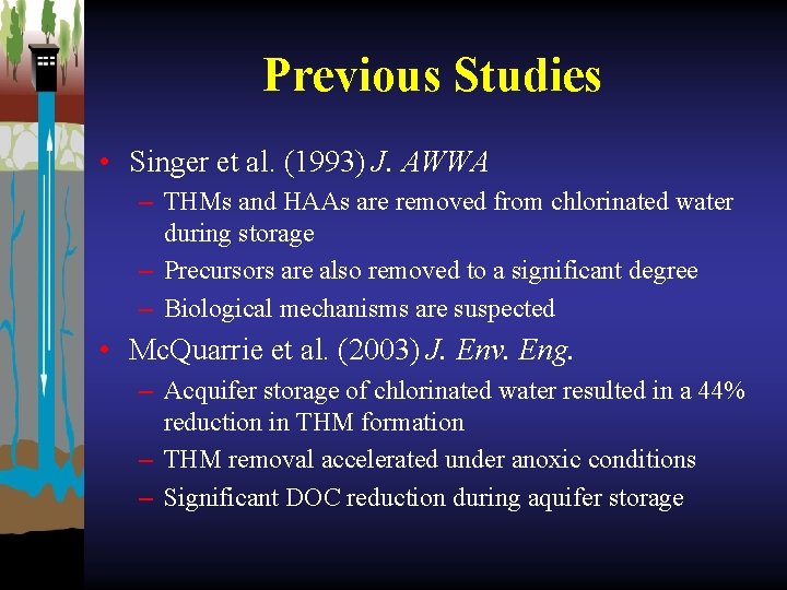 Previous Studies • Singer et al. (1993) J. AWWA – THMs and HAAs are