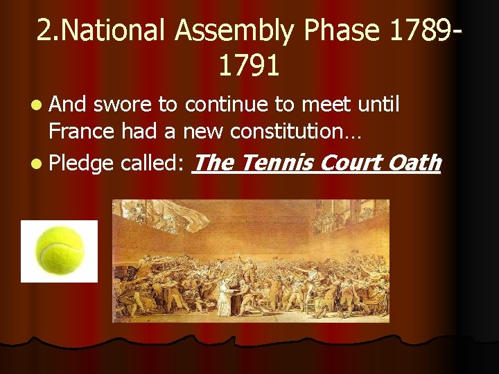 2. National Assembly Phase 17891791 l And swore to continue to meet until France
