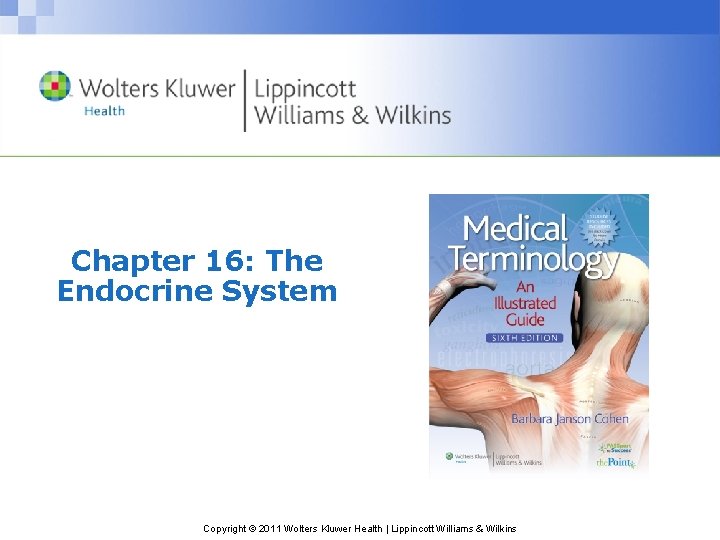 Chapter 16: The Endocrine System Copyright © 2011 Wolters Kluwer Health | Lippincott Williams Chapter 16: The Endocrine System Copyright © 2011 Wolters Kluwer Health | Lippincott Williams
