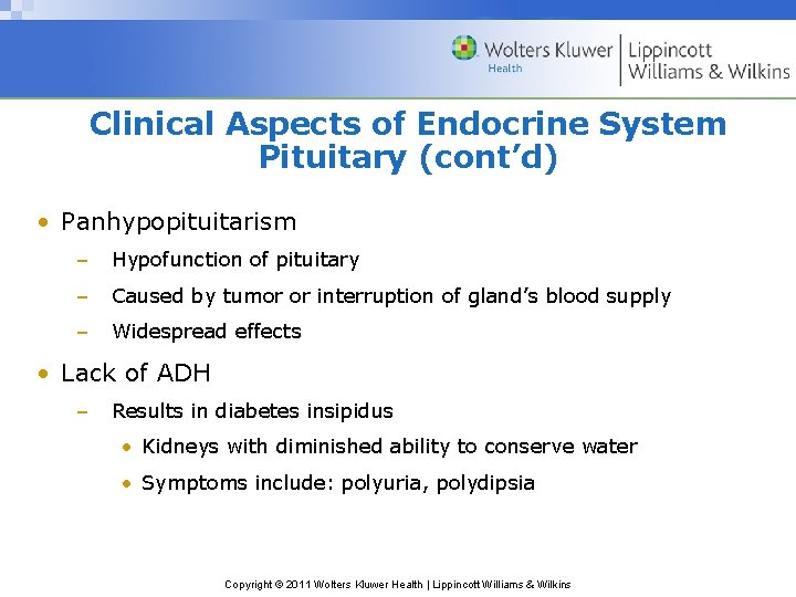 Clinical Aspects of Endocrine System Pituitary (cont’d) • Panhypopituitarism – Hypofunction of pituitary – Clinical Aspects of Endocrine System Pituitary (cont’d) • Panhypopituitarism – Hypofunction of pituitary –