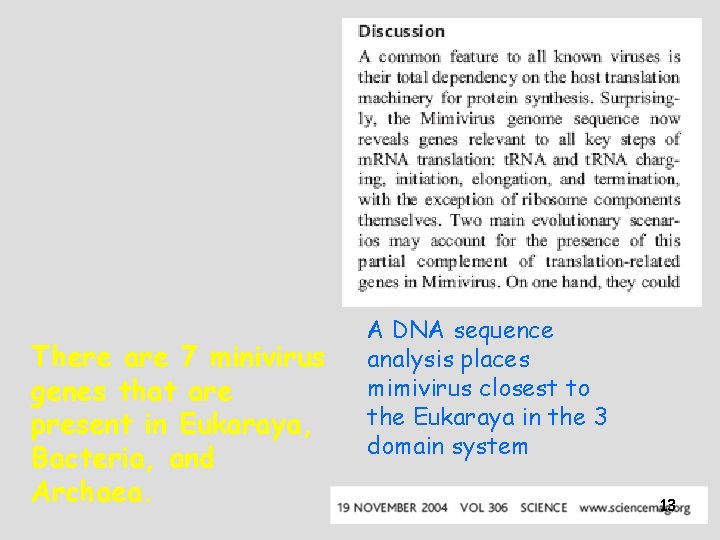 There are 7 minivirus genes that are present in Eukaraya, Bacteria, and Archaea. A There are 7 minivirus genes that are present in Eukaraya, Bacteria, and Archaea. A