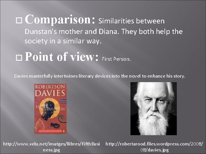 Comparison: Similarities between Dunstan's mother and Diana. They both help the society in Comparison: Similarities between Dunstan's mother and Diana. They both help the society in