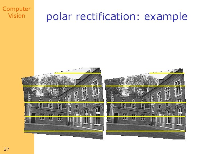 Computer Vision 27 polar rectification: example 