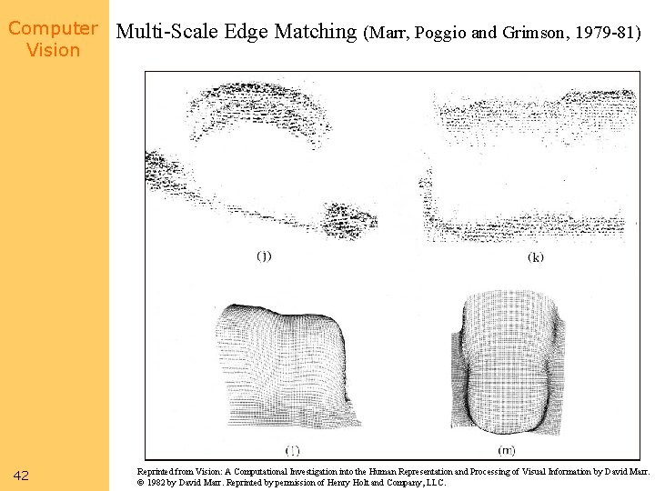 Computer Vision 42 Multi-Scale Edge Matching (Marr, Poggio and Grimson, 1979 -81) Reprinted from