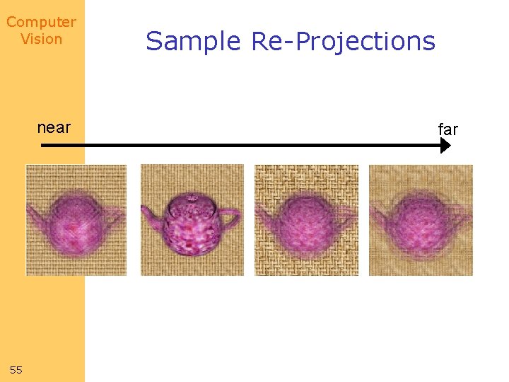 Computer Vision near 55 Sample Re-Projections far 