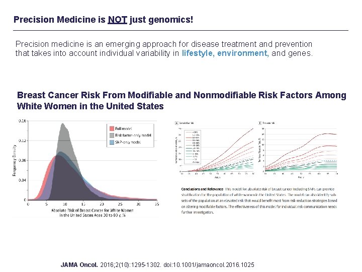 Precision Medicine is NOT just genomics! Precision medicine is an emerging approach for disease