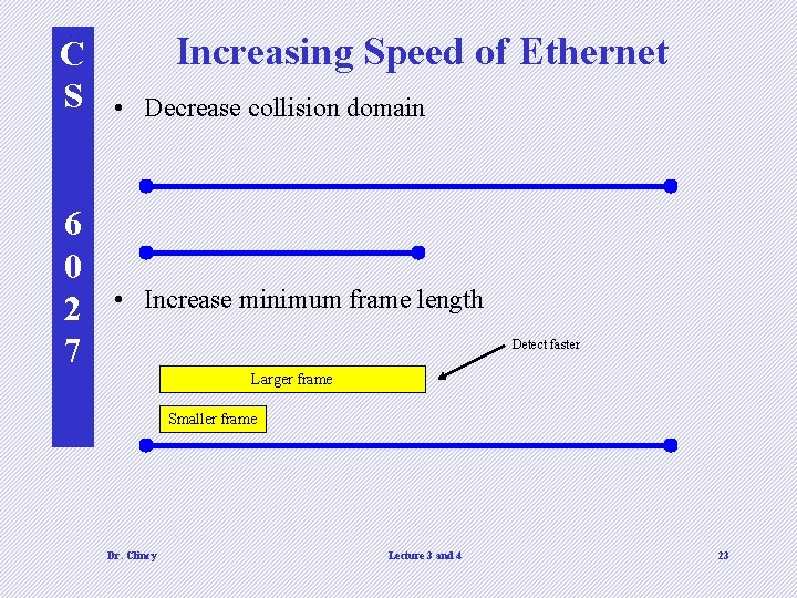 C S 6 0 2 7 Increasing Speed of Ethernet • Decrease collision domain