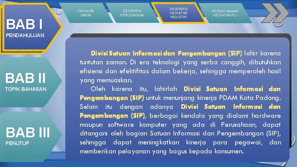 BAB I TINJAUAN UMUM DESKRIPSI PERUSAHAAN DESKRIPSI KEGIATAN INDUSTRI PERENCANAAN KEGIATAN PLI PENDAHULUAN BAB