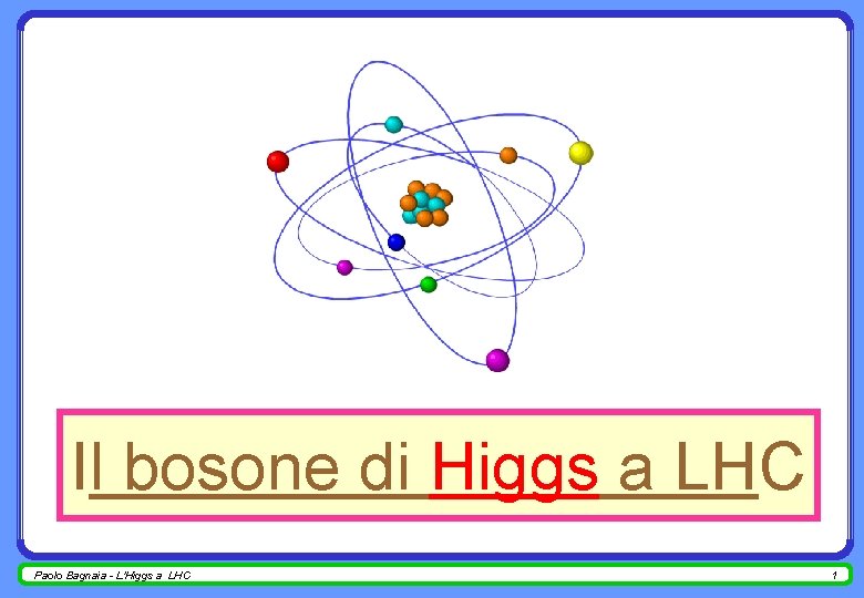 Il bosone di Higgs a LHC Paolo Bagnaia - L'Higgs a LHC 1 