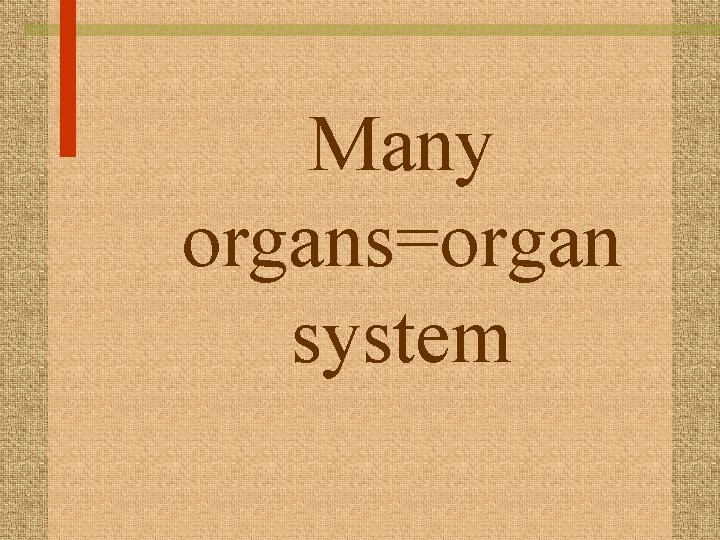 Many organs=organ system 