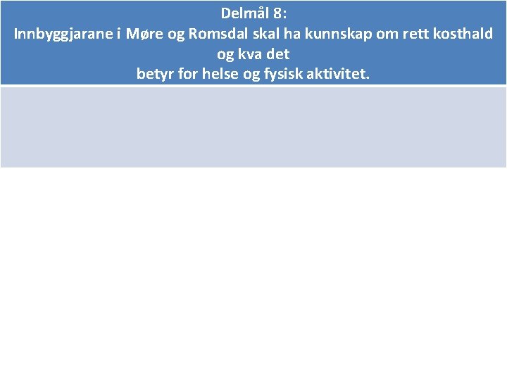Delmål 8: Innbyggjarane i Møre og Romsdal skal ha kunnskap om rett kosthald og