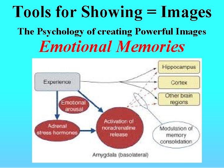 Tools for Showing = Images The Psychology of creating Powerful Images Emotional Memories 