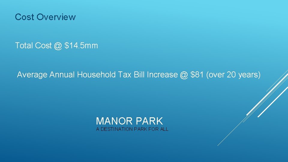 Cost Overview Total Cost @ $14. 5 mm Average Annual Household Tax Bill Increase