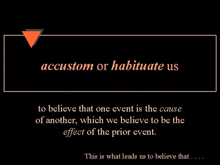 accustom or habituate us to believe that one event is the cause of another,