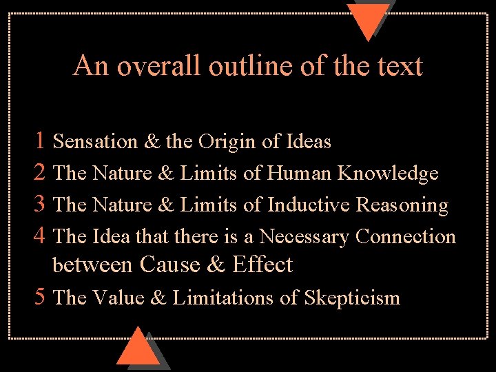 An overall outline of the text 1 Sensation & the Origin of Ideas 2