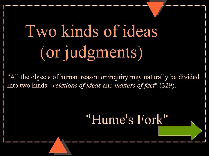 Two kinds of ideas (or judgments) "All the objects of human reason or inquiry