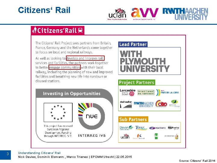 Citizens‘ Rail 3 Understanding Citizens‘ Rail Nick Davies, Dominik Elsmann , Marco Trienes |