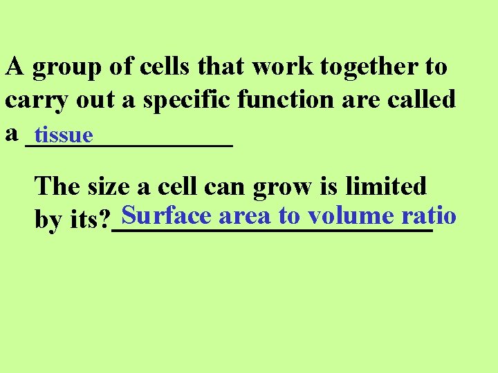 A group of cells that work together to carry out a specific function are