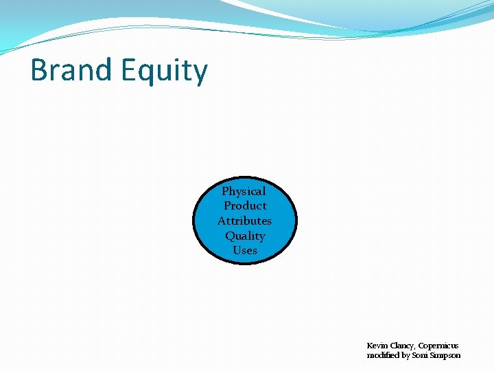 Brand Equity Physical Product Attributes Quality Uses Kevin Clancy, Copernicus modified by Soni Simpson