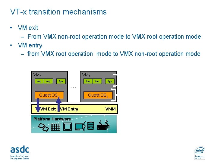 VT-x transition mechanisms • VM exit – From VMX non-root operation mode to VMX