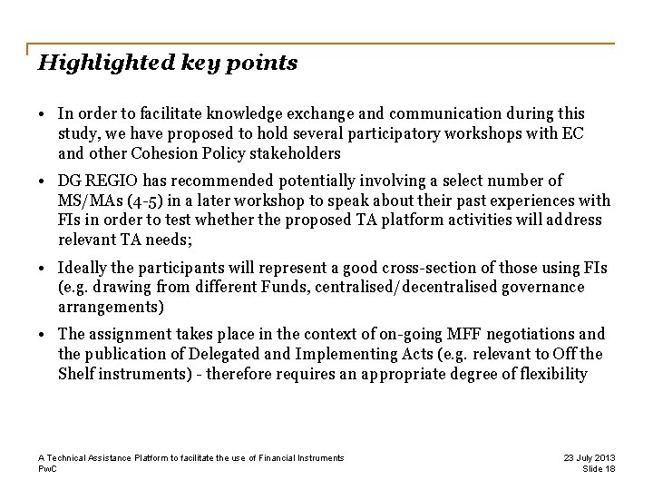 Highlighted key points • In order to facilitate knowledge exchange and communication during this