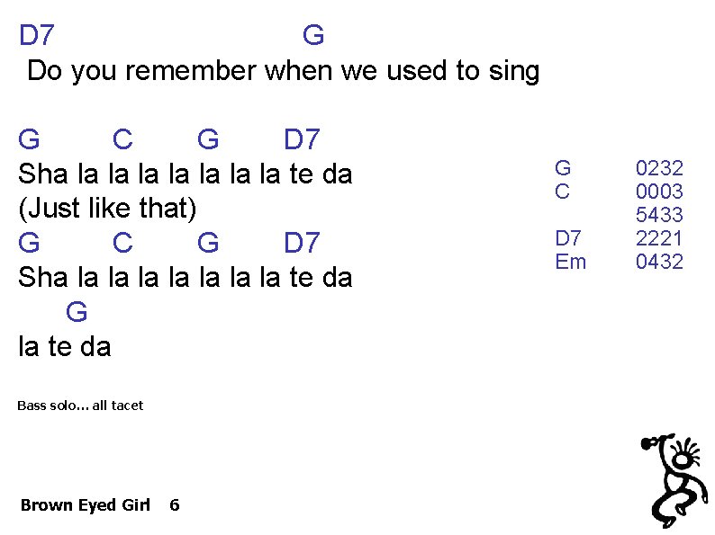 D 7 G Do you remember when we used to sing G C G