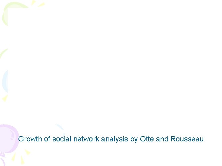 Growth of social network analysis by Otte and Rousseau 