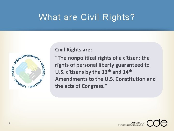 What are Civil Rights? Civil Rights are: “The nonpolitical rights of a citizen; the