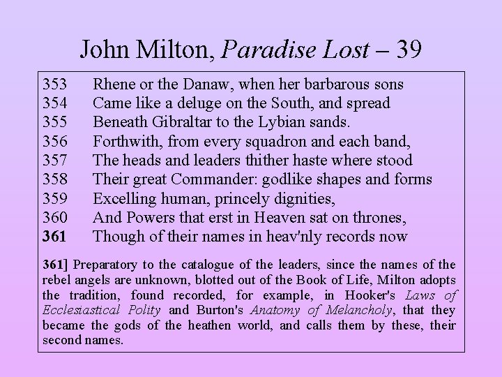 John Milton, Paradise Lost – 39 353 354 355 356 357 358 359 360