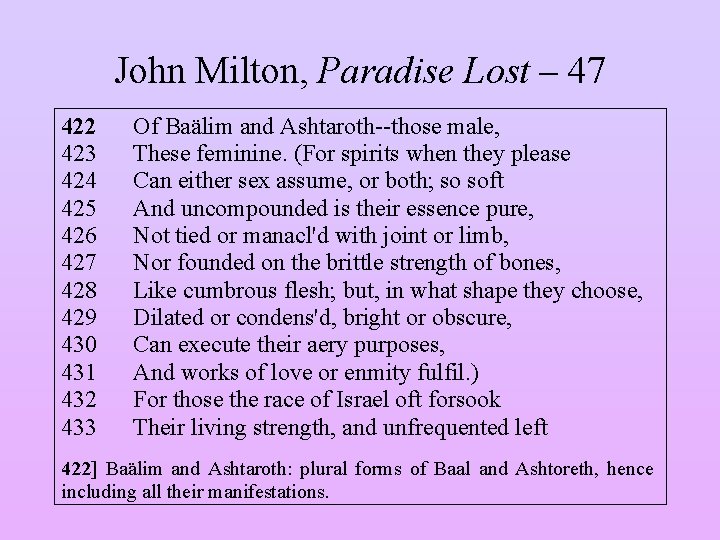 John Milton, Paradise Lost – 47 422 423 424 425 426 427 428 429