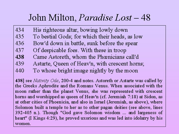 John Milton, Paradise Lost – 48 434 435 436 437 438 439 440 His