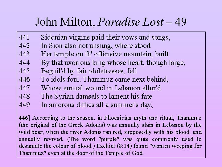 John Milton, Paradise Lost – 49 441 442 443 444 445 446 447 448