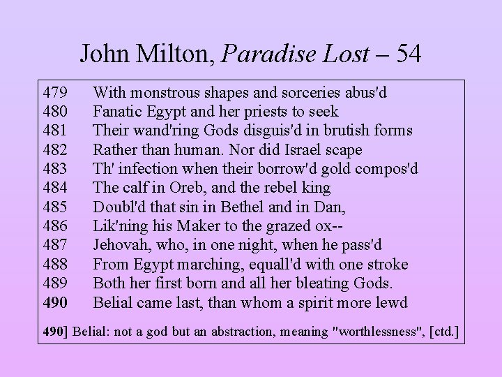 John Milton, Paradise Lost – 54 479 480 481 482 483 484 485 486